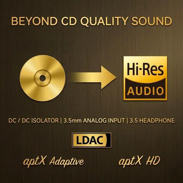Alt view image 2 of 4 - 5 LDAC Bluetooth to RCA Audio Receiver | Hi-Fi Wireless DAC adapter with aptX Adaptive / HD & AAC. 3.5mm Aux In, Headphone Amp for Studio & Home Stereo