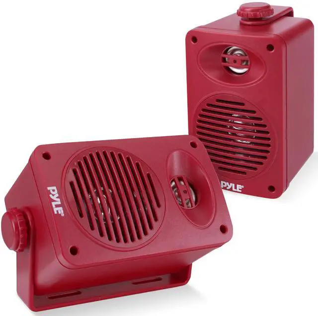 Main image of 200 Watt Bluetooth Indoor Outdoor Speakers Pair - Dual Waterproof 3.5 2-Way Full Range Speaker System w/ 1/2 High Compliance Polymer Tweeter | Home, Boat, Marine, Deck, Patio, Poolside (Red)