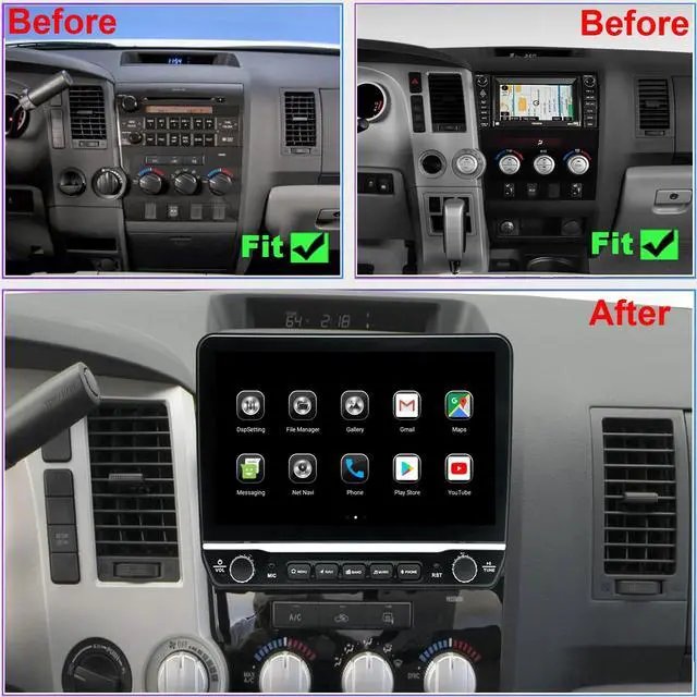 Alt view image 2 of 4 - for Toyota Tundra Radio Upgrade 2009 2010 2011 2012 2013,Sequoia 2008-2018,QLED Touch Screen Stereo Replacement,Carplay and Android Auto,Free Camera