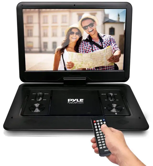 Main image of 17.9" Portable CD/DVD Player - Multimedia Disc Player w/Hi-Res HD Swivel Screen, Rechargeable Battery, USB/SD Support - Includes Earphone, Cigarette Lighter Car Charger, Remote Control