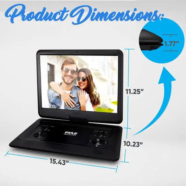Alt view image 3 of 4 - 17.9" Portable CD/DVD Player - Multimedia Disc Player w/Hi-Res HD Swivel Screen, Rechargeable Battery, USB/SD Support - Includes Earphone, Cigarette Lighter Car Charger, Remote Control