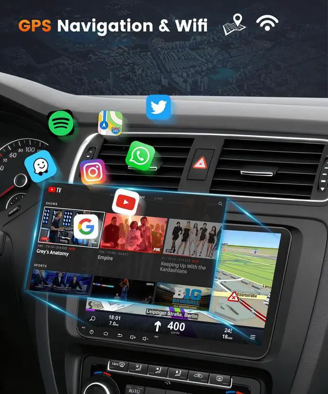 Alt view image 4 of 4 - 16EQ 2G 64G Car Stereo for VW Volkswagen Passat Jetta Golf Beetle Radio with 9inch 1080P IPS Touchscreen,Wireless Carplay Android Auto,Mirror Link,GPS,WiFi,Bluetooth,RDS FM Radio,Backup Camera + MIC