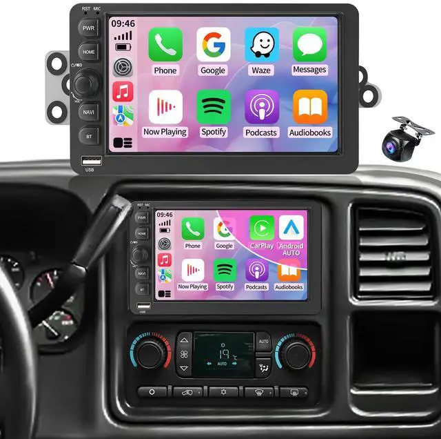 Main image of Car Radio for Chevy Chevrolet Silverado SSR Tahoe 2003-2006 GMC Siera Yukon 2003-2006 Hummer 2003-2006 Head Unit with CarPlay Tesla Style Touch Screen Android Auto Bluetooth GPS Backup Camera