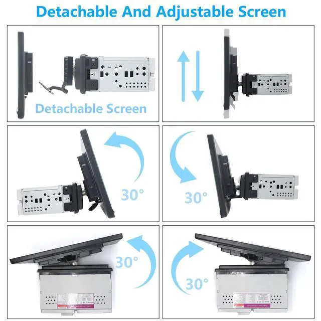 Alt view image 2 of 4 - 10.1" Detachable and Adjustable Single Din Car Stereo Wireless Apple Carplay &Android Auto with 1280 * 800 IPS Touch Screen, Bluetooth 5.2/Voice Control/Subwoofers/FM/AM/SWC/Free Backup Camera