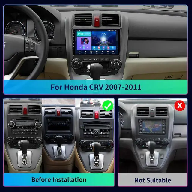 Alt view image 2 of 4 - 4GB+32GB Android 13 Car Stereo Radio Upgrade for Honda CRV 2007-2011,9.2 Inch Touch Screen Car Radio with Wireless Carplay Android Auto,WiFi,GPS,FM/RDS, 48EQ Radio SWC+1080P Rear Camera
