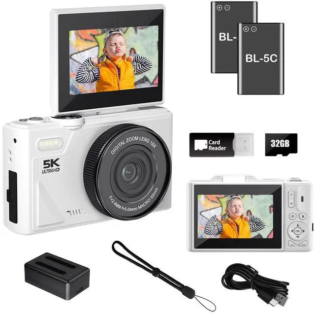 Main image of Point and Shoot Digital Cameras Portable Camera FHD 64MP 4K Digital Camera with 16X Zoom Anti-Shake with Flip Screen