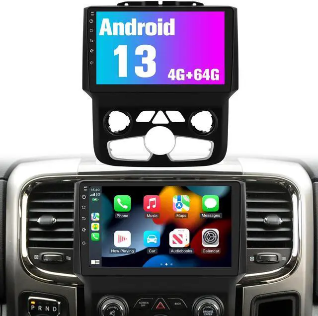 Main image of Radio for RAM 1500 2500 3500: 64G Car Stereo with Bluetooth AM FM Carplay for Dodge Truck AUTO AC, 9" Aftermarket Touch Screen Android System Head Unit Replacement with Backup Camera FMAM for Apple