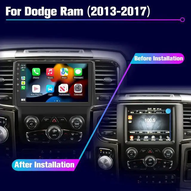 Alt view image 2 of 4 - Radio for RAM 1500 2500 3500: 64G Car Stereo with Bluetooth AM FM Carplay for Dodge Truck AUTO AC, 9" Aftermarket Touch Screen Android System Head Unit Replacement with Backup Camera FMAM for Apple