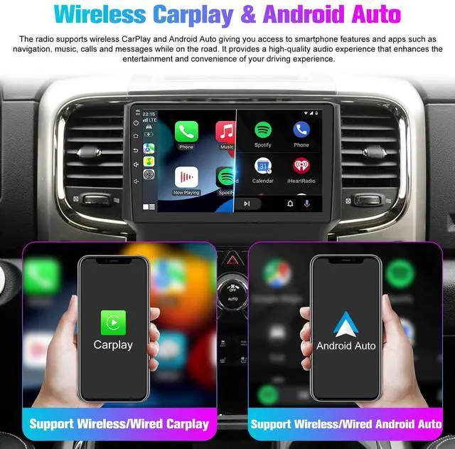 Alt view image 3 of 4 - Radio for RAM 1500 2500 3500: 64G Car Stereo with Bluetooth AM FM Carplay for Dodge Truck AUTO AC, 9" Aftermarket Touch Screen Android System Head Unit Replacement with Backup Camera FMAM for Apple