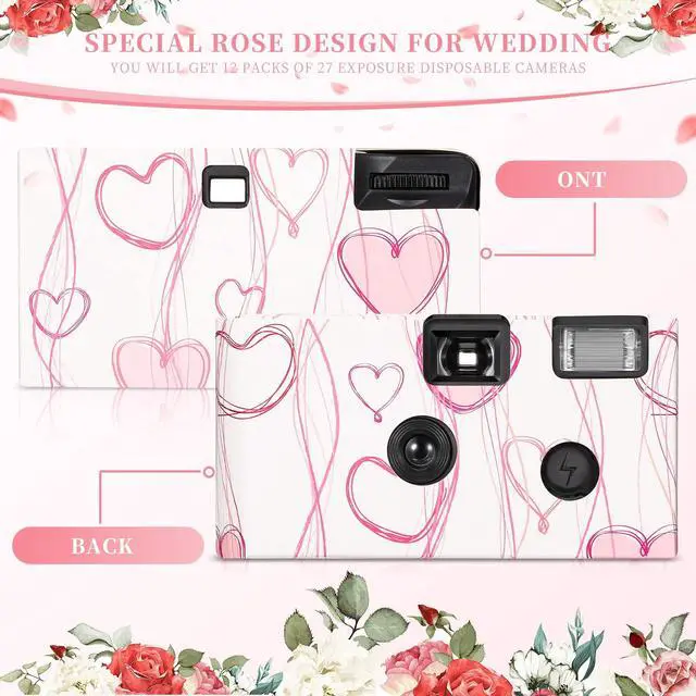 Alt view image 3 of 4 - 8 Pack Disposable Camera Bulk for Wedding 35mm Film Single Use Camera with Flash for Birthday Party Graduation Travel Anniversary Honeymoon Gathering Event Favors