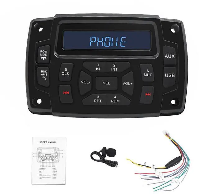 Main image of Marine Radio Receiver Waterproof Boat Stereo Radio System with AUX-in Subwoofer Pre-Amp EQ, AM/FM Radio Receiver Digital Media MP3 Player USB Input for Motorcycle Boat Golf Cart Truck