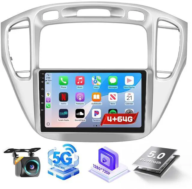 Main image of Android 15 Car Radio for Toyota Highlander 2000-2007, 9 inch Capacitive HD Touch Screen for Highlander Head Unit with Carplay Android Auto 5G WiFi GPS Bluetooth 5.0 1280 * 720 4+64G