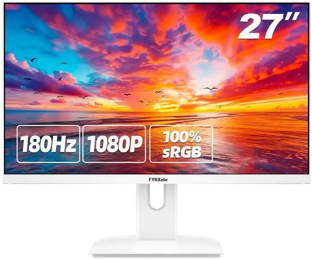 Main image of 27 White Monitor, FHD (1920x1080P) 180Hz 100% sRG Computer Monitors,IPS Panel, 3Sides Frameless, Flicker-Less,Blue Light Filter, for Office & Gaming (DP,HDMI)