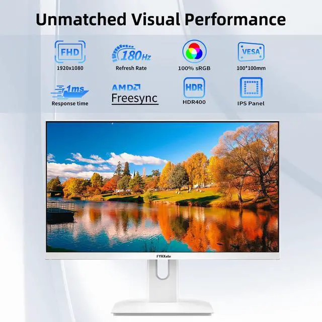 Alt view image 2 of 4 - 27 White Monitor, FHD (1920x1080P) 180Hz 100% sRG Computer Monitors,IPS Panel, 3Sides Frameless, Flicker-Less,Blue Light Filter, for Office & Gaming (DP,HDMI)