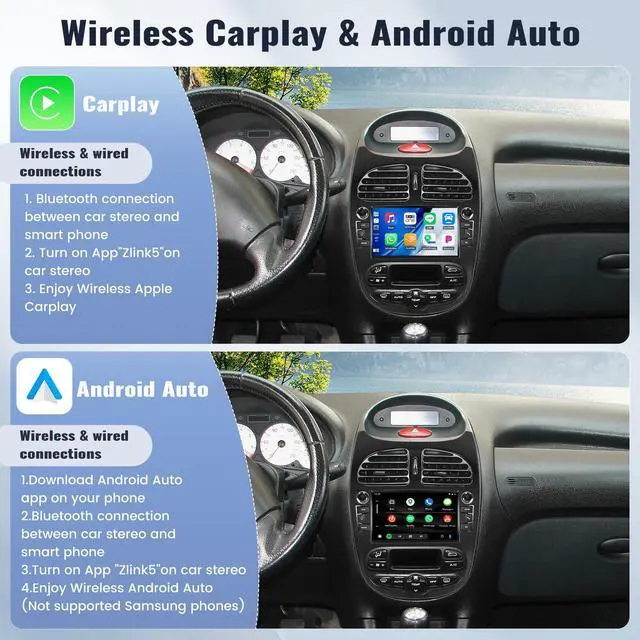 Alt view image 2 of 4 - Car Stereo for Peugeot 206 1998-2016 for Citroen C2 2004-2008 7 Inch Touchscreen Android Car Radio with Wireless Carplay Android Auto GPS Navigation WiFi