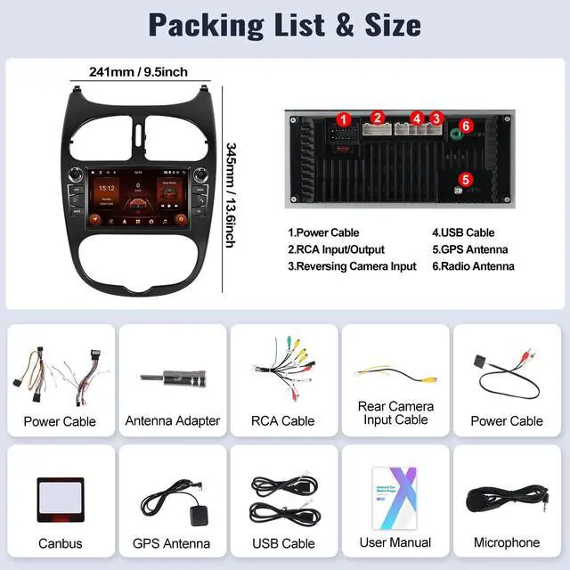 Alt view image 4 of 4 - Car Stereo for Peugeot 206 1998-2016 for Citroen C2 2004-2008 7 Inch Touchscreen Android Car Radio with Wireless Carplay Android Auto GPS Navigation WiFi