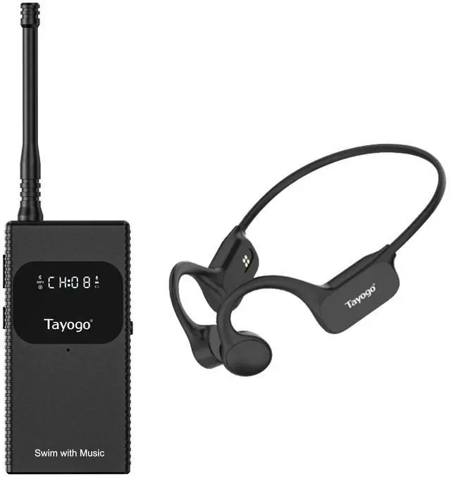 Main image of Swimming Headphones, Waterproof Bone Conduction Headsets, Swim Coach Communicator, Waterproof Headphones for Spotify, Amazon Music, YouTube, Stream with Your Swimming, NO MP3 Download