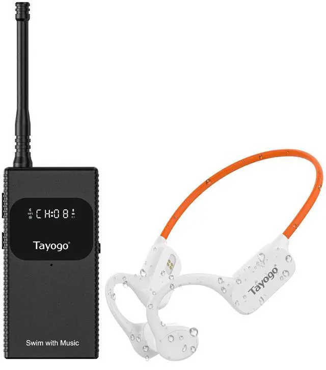 Main image of Swimming Headphones, Waterproof Bone Conduction Headsets, Swim Coach Communicator, Waterproof Headphones for Spotify, Amazon Music, YouTube, Stream with Your Swimming, NO MP3 Download