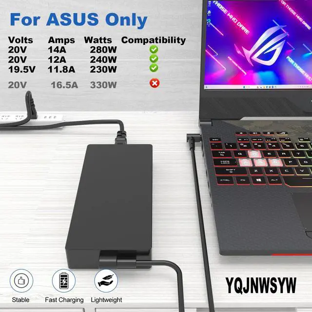 Alt view image 3 of 4 - New 280W 20V 14A AC Adapter for ASUS ROG Strix Scar 17 16 15 Power Supply ROG Strix G16 G17 G18 G15 G614 G713 G513 G814 Laptop Charger