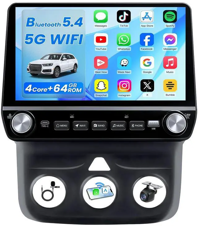 Main image of 4G RAM+64G ROM Android 13 Car Stereo Radio for Dodge Ram 1500 2500 2013-2018: 9" 1280 * 800 IPS Touchscreen Upgrade Wireless Carplay Android Auto Bluetooth GPS 5G WiFi FM SWC EQ HiFi