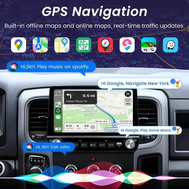 Alt view image 4 of 4 - 4G RAM+64G ROM Android 13 Car Stereo Radio for Dodge Ram 1500 2500 2013-2018: 9" 1280 * 800 IPS Touchscreen Upgrade Wireless Carplay Android Auto Bluetooth GPS 5G WiFi FM SWC EQ HiFi