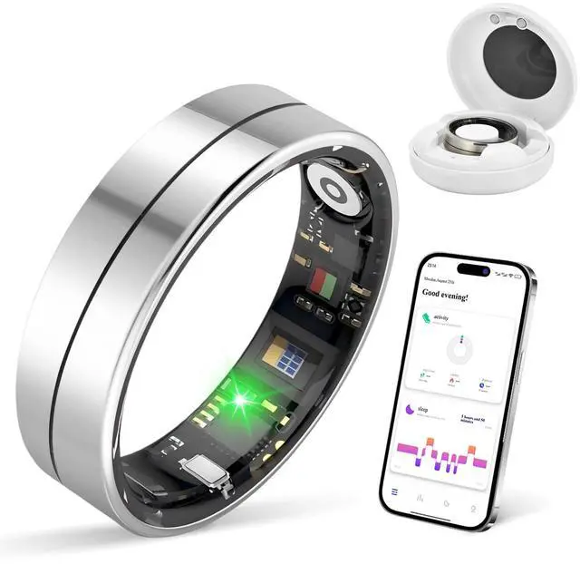 Main image of X1 Smart Health Ring Kit-Nighttime Sleep Monitoring-Heart Rate-5ATM Waterproof Exercise Recording Fitness Tracker-No Subscription Fee Mixed#Steel Color (10#)