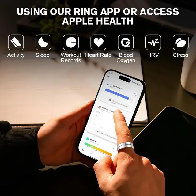 Alt view image 2 of 4 - X1 Smart Health Ring Kit-Nighttime Sleep Monitoring-Heart Rate-5ATM Waterproof Exercise Recording Fitness Tracker-No Subscription Fee Mixed#Steel Color (10#)