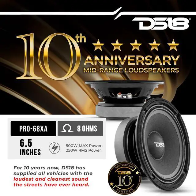 Alt view image 2 of 4 - PRO-68XA 6.5 Special Edition 10th Anniversary Mid-Bass Loudspeaker 500 Watts Max 8-Ohms - Door Speakers for Car or Truck Stereo Sound System - 1 Speaker