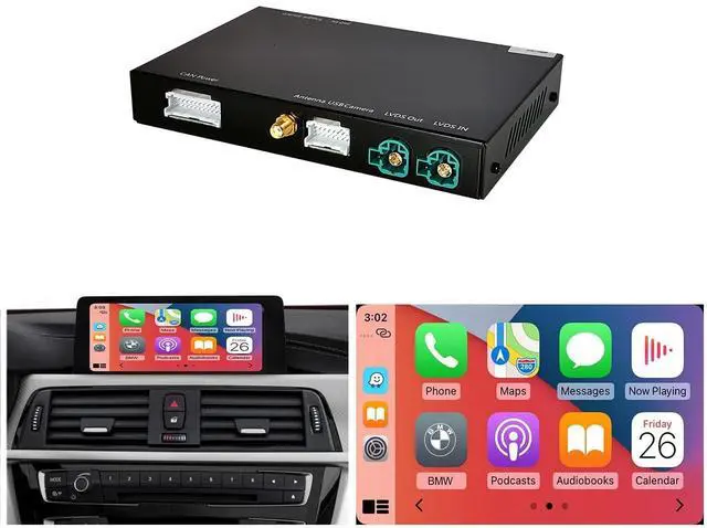 Main image of Wireless Carplay Retrofit Kit Decoder Compatible with BMW CIC System 1 3 5 6 7 Series X1 X3 X5 X6 Z4 2008-2012 Year, Support Android Auto, Mirror Link, Backup Camera, GPS, Siri
