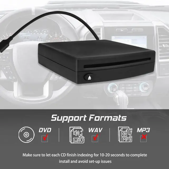 Alt view image 6 of 6 - Vehicle CD Player Portable CD Player for Car External via USB Radio Port Universal Connection for Car Android Radio Plug and Play