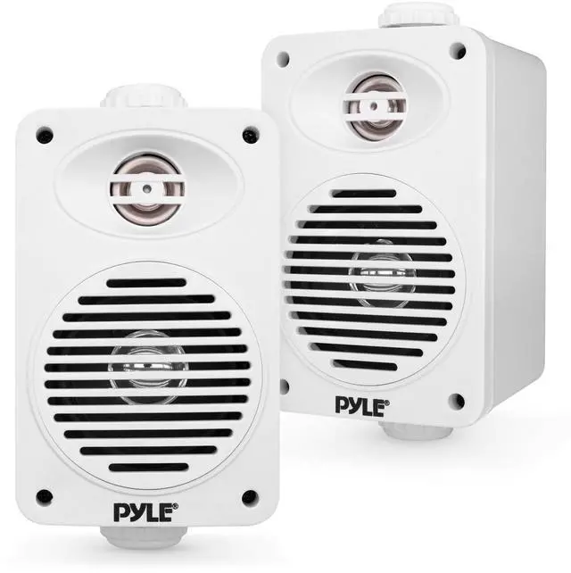 Main image of 200 Watt Bluetooth Indoor Outdoor Speakers Pair - Dual Waterproof 3.5 2-Way Full Range Speaker System w/ 1/2 High Compliance Polymer Tweeter | Home, Boat, Marine, Deck, Patio, Poolside (White)