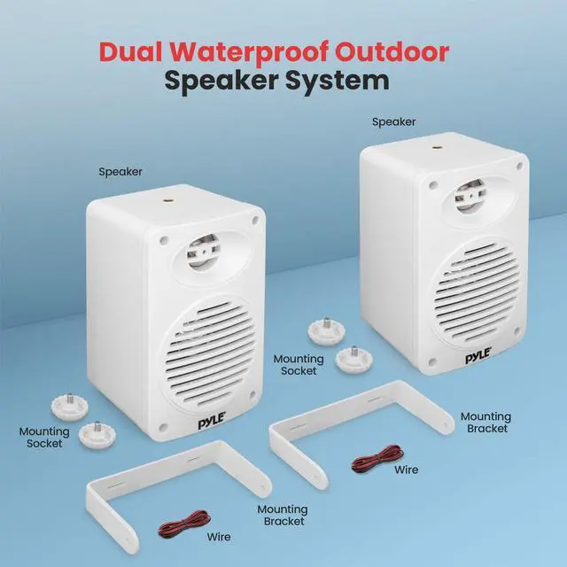 Alt view image 3 of 4 - 200 Watt Bluetooth Indoor Outdoor Speakers Pair - Dual Waterproof 3.5 2-Way Full Range Speaker System w/ 1/2 High Compliance Polymer Tweeter | Home, Boat, Marine, Deck, Patio, Poolside (White)