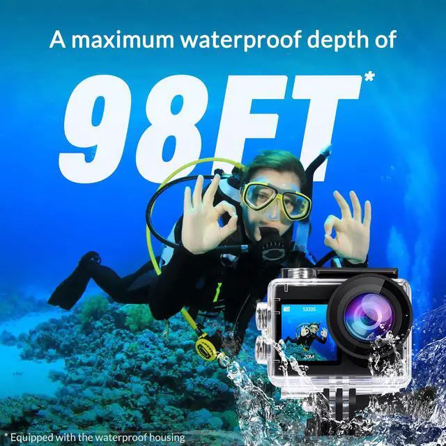 Alt view image 3 of 4 - 20MP 5X Zoom Action Camera 4k 60Fps with EIS, WiFi Remote Control, Waterproof Underwater Camera for Snorkeling Cycling Vlogging