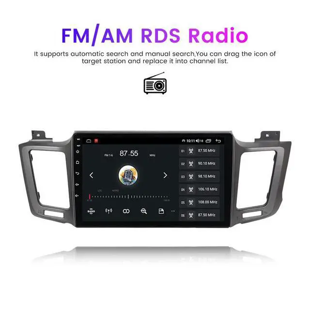 Alt view image 4 of 4 - Car Radio Stereo for Toyota RAV4 2013-2018, 10.1 Inch Octa Core GPS Navi Wireless Car-Play Android Auto Head Unit IPS Touch Screen Blue-Tooth FM AM RDS DSP, 4GB RAM 64GB ROM