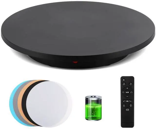 Main image of Cordless & Rechargeable Photography Turntable 16.5inch/220lbs | Motorized Rotating Display Stand 360 Degree with Remote Control Electric Turntable for Products Photo or Short Video (Black)
