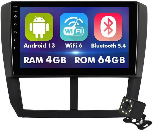 Main image of 9 Inch IPS Touchscreen Android 13 Car Stereo for Subaru Forester 2008-2012 Impreza 2008-2011 with Wireless CarPlay & Android Auto 4+64GB Car Radio, Support GPS, WiFi 6, Bluetooth,5.4, Backup Camera