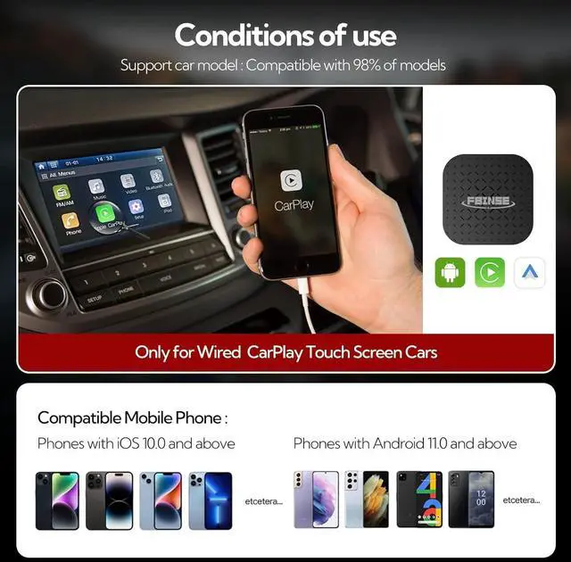 Alt view image 3 of 4 - Carplay AI Box Video Streaming Device for Car, Carplay AI Box, Android Auto Carplay Box with Streaming Video Apps, Android System, Only Support Original Cars with Wired Carplay