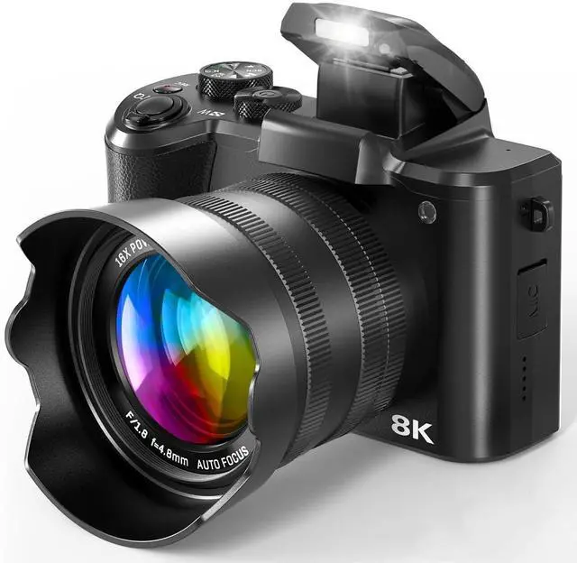 Main image of 8K Digital Cameras for Photography, 88MP WiFi Vlogging Camera for YouTube Autofocus with 3.2" Touch Screen,Dual Camera,Flash,16X Digital Zoom Travel Cameras Anti Shake with 64GB Card,2 Batteries