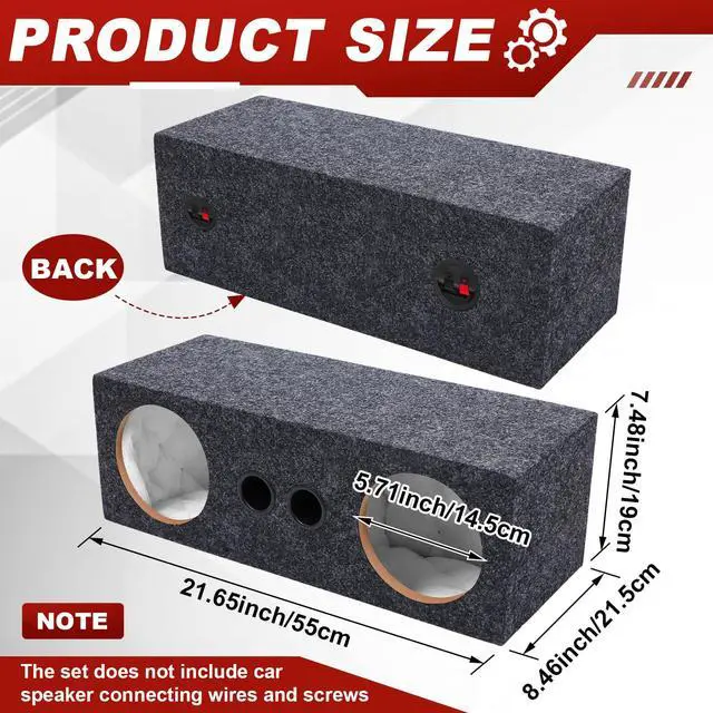 Alt view image 2 of 4 - 6.5 Inch Car Audio Enclosure Box, Sealed Covered Car Audio Vehicle Speaker Box with 2 Slot Port Vent for Improves Stereo and Sound System Accessories