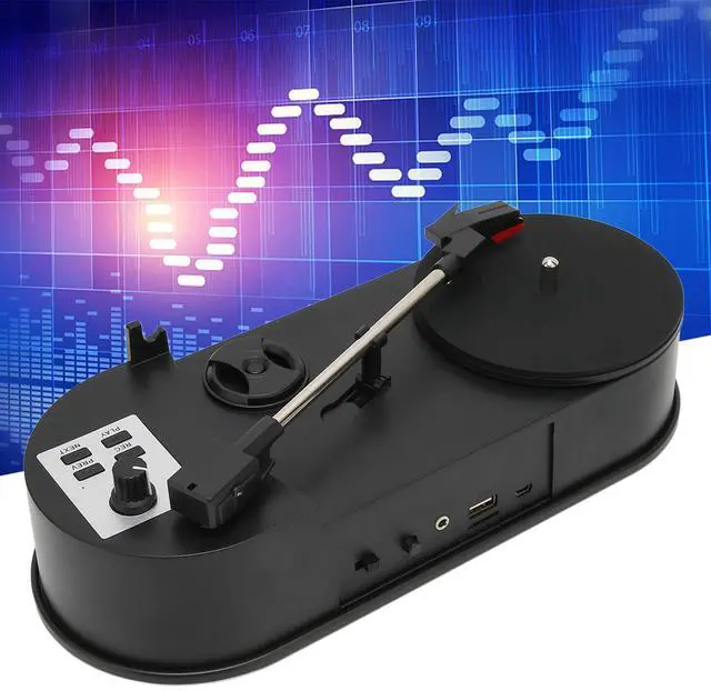 Alt view image 2 of 4 - Turntable Record Player, Mini Portable USB to MP3 Converter, Vintage Player Support 33,45 PRM, with 3.5mm Stereo,USB, Memory Card Slot for Music Lovers(to MP3)