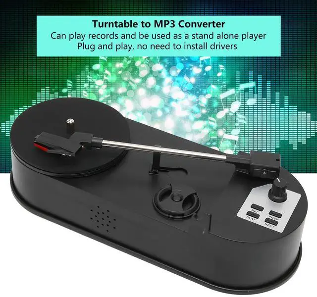 Alt view image 3 of 4 - Turntable Record Player, Mini Portable USB to MP3 Converter, Vintage Player Support 33,45 PRM, with 3.5mm Stereo,USB, Memory Card Slot for Music Lovers(to MP3)