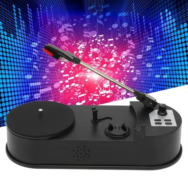 Alt view image 4 of 4 - Turntable Record Player, Mini Portable USB to MP3 Converter, Vintage Player Support 33,45 PRM, with 3.5mm Stereo,USB, Memory Card Slot for Music Lovers(to MP3)