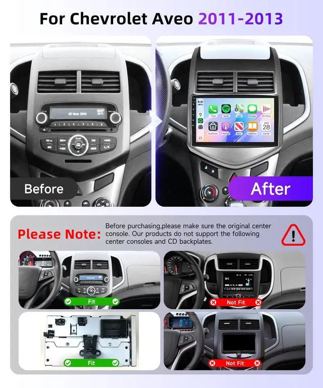 Alt view image 2 of 4 - Android 15 Build-in DSP EQ 5Ghz WiFi for Chevrolet Aveo 2011-2013 Car Stereo with 5.0Bluetooth,Wireless Carplay Android Auto,9inch IPS Touch Screen,IP69k Backup Camera,26UIs,GPS Chip,FM/RDS 2G+64G