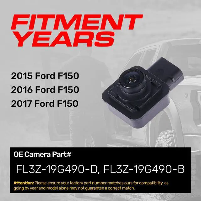 Alt view image 2 of 6 - Replacement for Ford F150 (2015-2017) Backup Camera OE Part # FL3Z-19G490-D, FL3Z-19G490-B