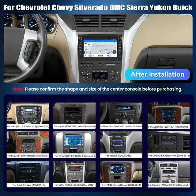 Alt view image 2 of 4 - Android 15 4-Core+64G for Chevrolet Chevy Silverado GMC Sierra Yukon Buick Car Radio Stereo A-pple CarPlay Android Auto 7 Touch Screen EQ Bluetooth GPS WiFi FM/RDS 28-UI SWC Type-C/USB Camera+MIC