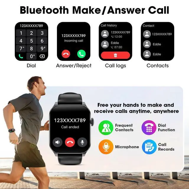 Alt view image 2 of 4 - Smart Watches for Men Women, 1.91" HD Curve Screen Smartwatch (Answer/Make Call), Activity Fitness Tracker with Heart Rate Sleep Monitor Pedometer, 100+ Sport Modes, Smart Watch for Android iPhone