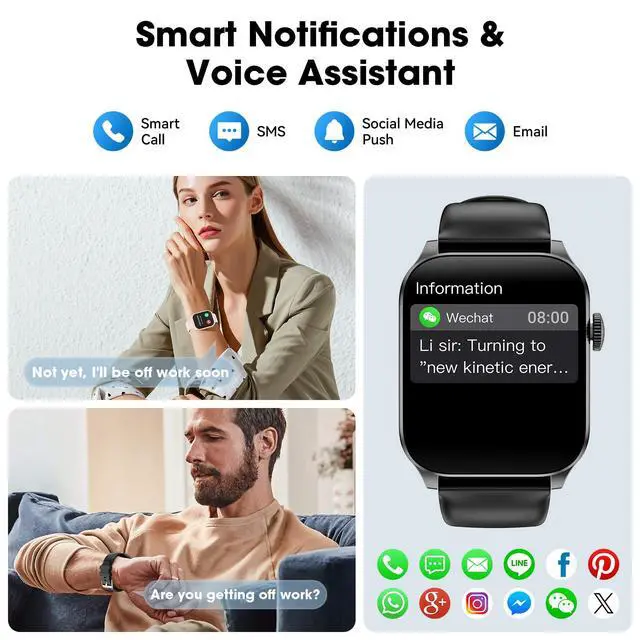 Alt view image 3 of 4 - Smart Watches for Men Women, 1.91" HD Curve Screen Smartwatch (Answer/Make Call), Activity Fitness Tracker with Heart Rate Sleep Monitor Pedometer, 100+ Sport Modes, Smart Watch for Android iPhone