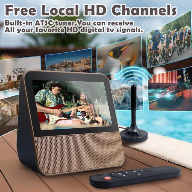 Alt view image 4 of 4 - 7" Small TV with 1080P Touch Screen,Bluetooth Karaoke Machine with USB/HDMI Input,Mini Portable TV with Remote Control