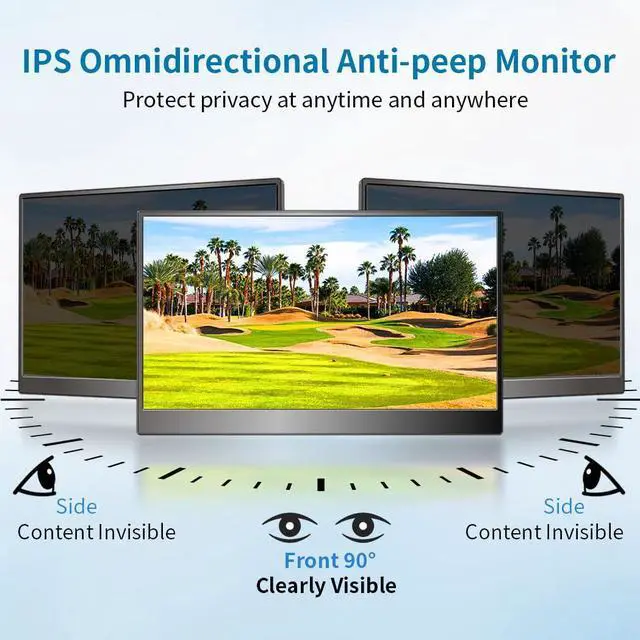Alt view image 3 of 4 - Portable Monitor Touchscreen 14",USB-C & FHD External Display 100% sRGB Anti-Glare Eye Care,Privacy Protection,Low-Power,VESA Mountable Travel Monitor for Laptop/Mac/Gaming/Office