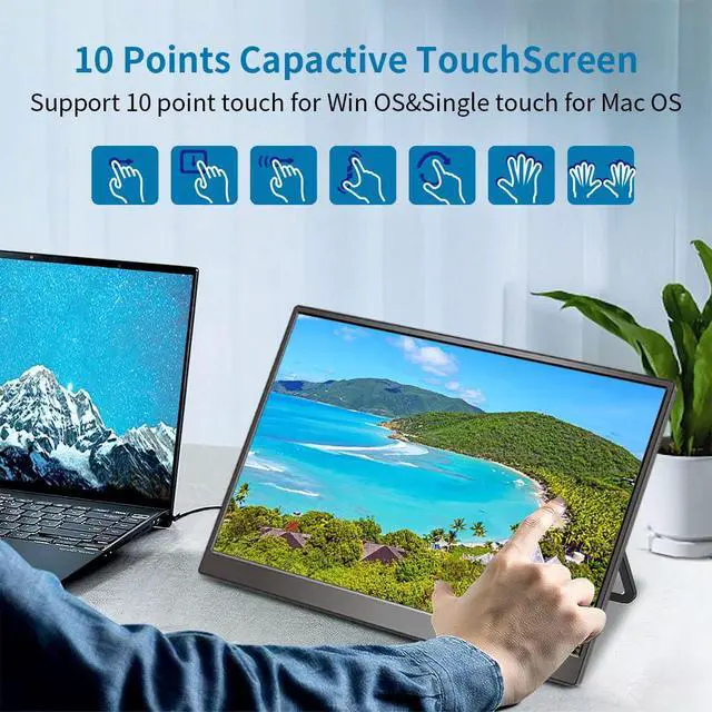 Alt view image 4 of 4 - Portable Monitor Touchscreen 14",USB-C & FHD External Display 100% sRGB Anti-Glare Eye Care,Privacy Protection,Low-Power,VESA Mountable Travel Monitor for Laptop/Mac/Gaming/Office
